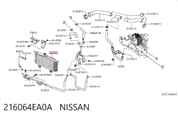 Radiador de refrigeración de la transmisión 216064EA0A Nissan/Infiniti