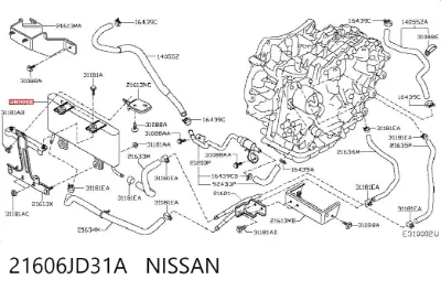 Radiador de refrigeración de la transmisión NISSAN 21606JD31A