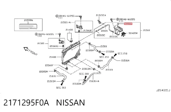 Tapón depósito de refrigerante 2171295F0A Nissan/Infiniti