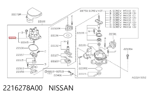 Tapa de distribuidor de encendido 2216278A00 Nissan/Infiniti