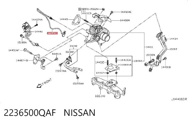 Sensor de temperatura de gases de escape antes de la turbina 2236500QAF Nissan/Infiniti