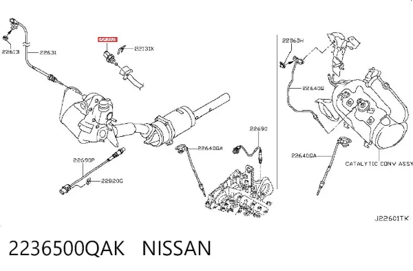 Sensor de presion gases de escape 2236500QAK Nissan/Infiniti