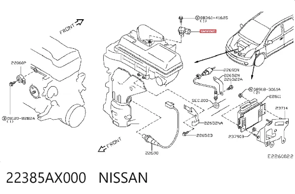 Sensor de presión del colector de admisión 22385AX000 Nissan/Infiniti