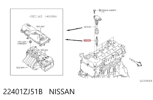 Bujía 22401ZJ51B Nissan/Infiniti