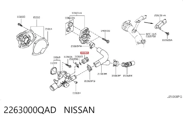 Sensor de temperatura 2263000QAD Nissan/Infiniti