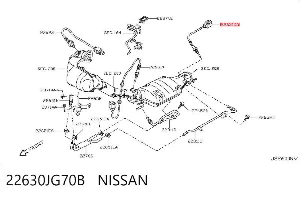 Sensor de temperatura de gases de escape después del filtro de partículas 22630JG70B Nissan/Infiniti