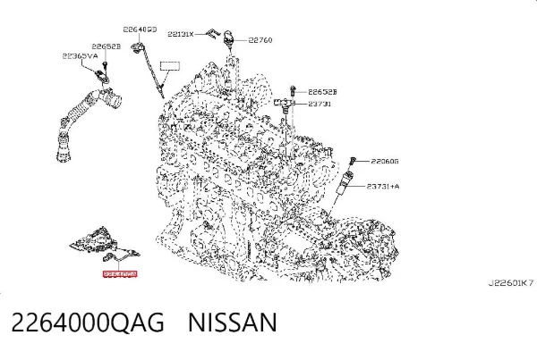 Sensor de temperatura de gases de escape antes de la turbina 2264000QAG Nissan/Infiniti