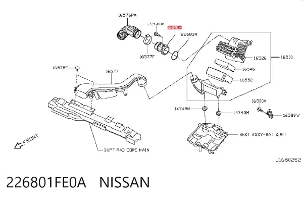 Caudalímetro 226801FE0A Nissan/Infiniti