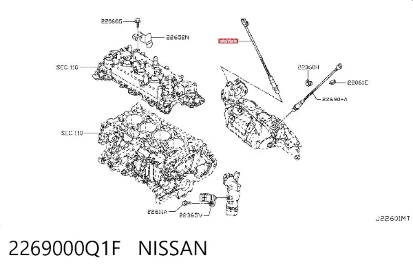 Sensor de oxígeno previo al catalizador 2269000Q1F Nissan/Infiniti