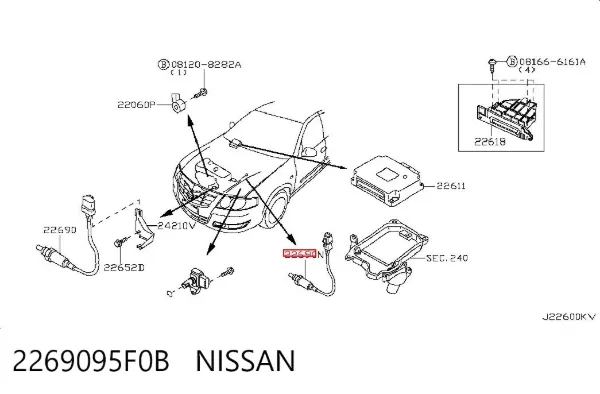 Sonda lambda, sensor de oxígeno antes del catalizador derecho 2269095F0B Nissan/Infiniti