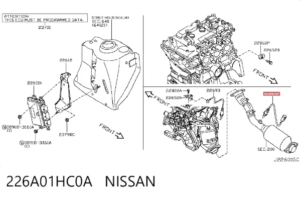 Sonda lambda de oxígeno posterior al catalizador 226A01HC0A Nissan/Infiniti