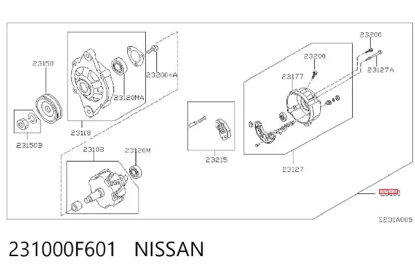 Alternador 231000F601 Nissan/Infiniti