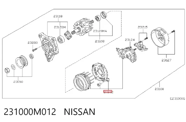 Alternador 231000M012 Nissan/Infiniti