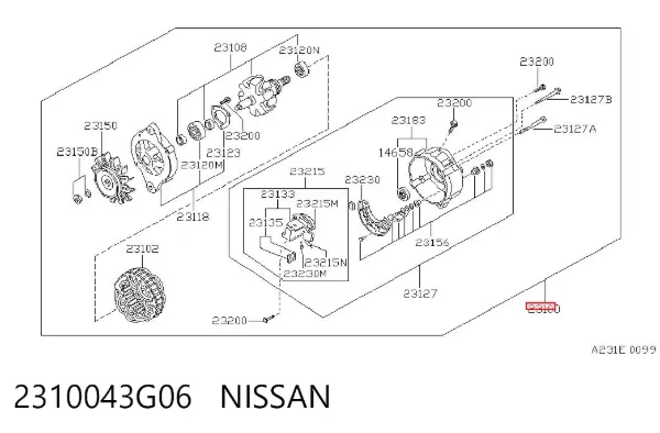 Alternador 2310043G06 Nissan/Infiniti