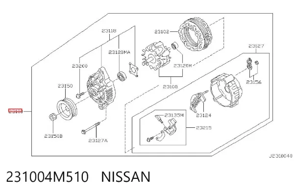 Alternador 231004M510 Nissan/Infiniti