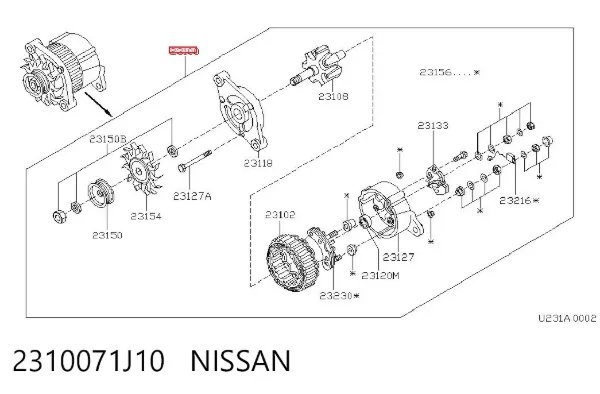 Alternador 2310071J10 Nissan/Infiniti