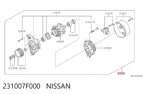 Alternador 231007F000 Nissan/Infiniti