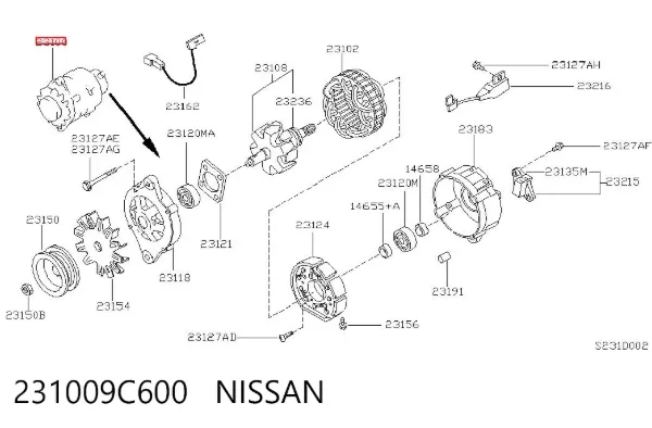 Alternador 231009C600 Nissan/Infiniti