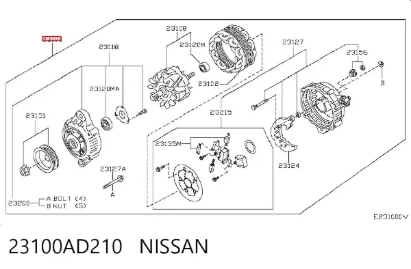 Alternador 23100AD210 Nissan/Infiniti