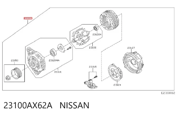 Alternador 23100AX62A Nissan/Infiniti