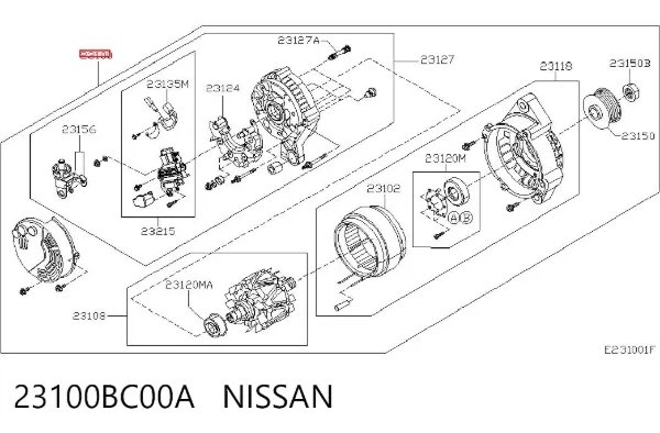 Alternador 23100BC00A Nissan/Infiniti