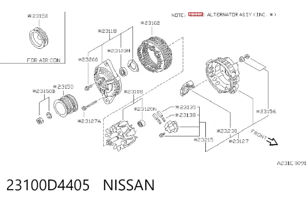 Alternador 23100D4405 Nissan/Infiniti