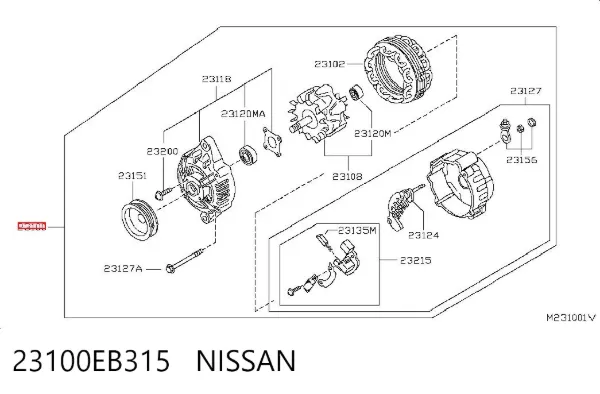Alternador 23100EB315 Nissan/Infiniti
