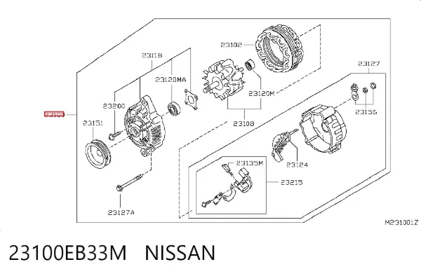 Alternador 23100EB33M Nissan/Infiniti