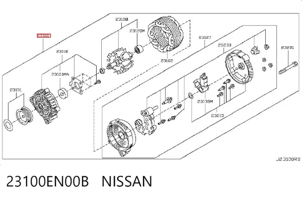 Alternador 23100EN00B Nissan/Infiniti