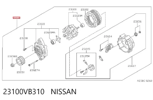 Alternador 23100VB310 Nissan/Infiniti