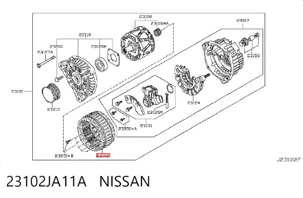 Estátor del alternador 23102JA11A Nissan/Infiniti