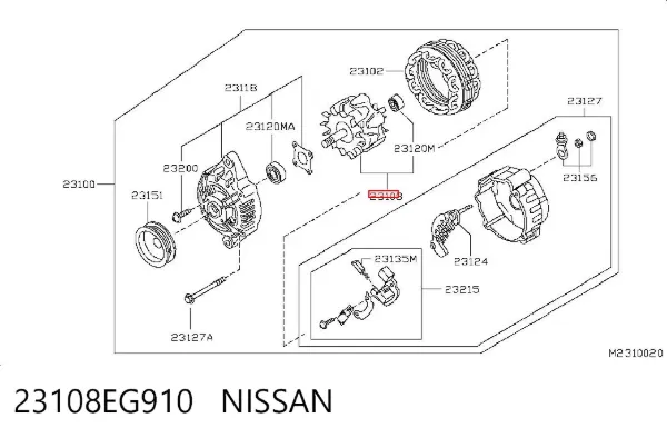 Rotor del alternador 23108EG910 Nissan/Infiniti