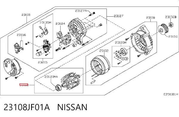Rotor del alternador 23108JF01A Nissan/Infiniti
