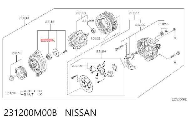 Rodamiento alternador 231200M00B Nissan/Infiniti