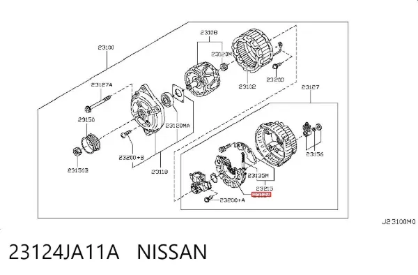 Puente de diodos, alternador 23124JA11A Nissan/Infiniti