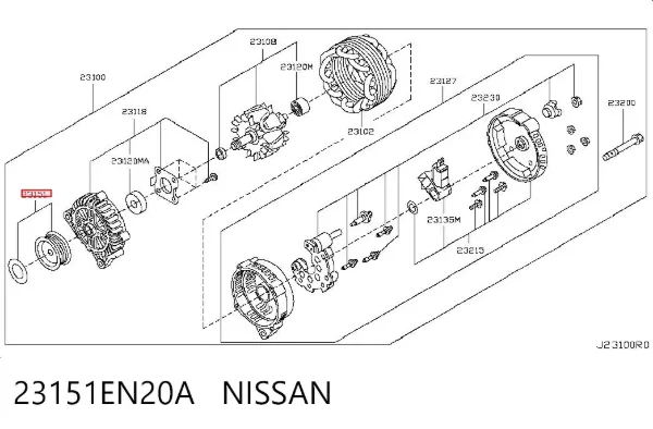 Polea alternador 23151EN20A Nissan/Infiniti