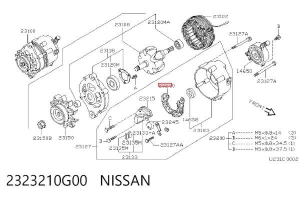 Puente de diodos, alternador 2323210G00 Nissan/Infiniti