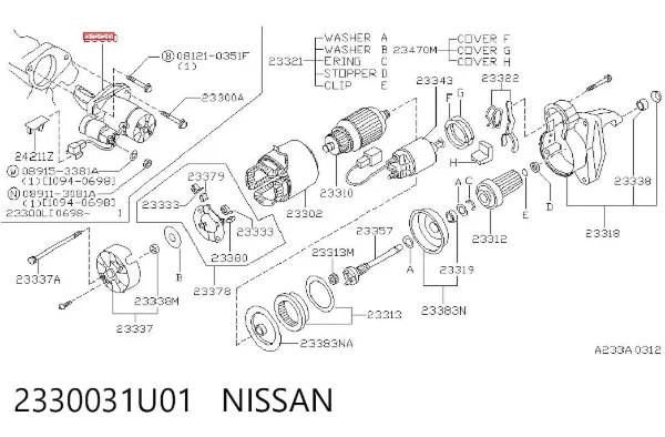 Motor de arranque 2330031U01 Nissan/Infiniti