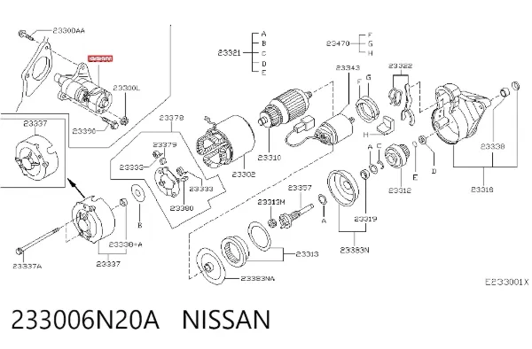 Motor de arranque 233006N20A Nissan/Infiniti