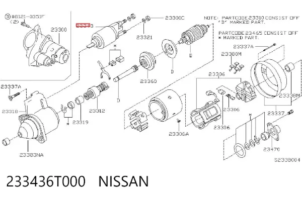 Solenoide de arranque 233436T000 Nissan/Infiniti