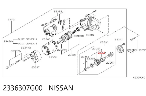 Rodamiento de arranque 2336307G00 Nissan/Infiniti