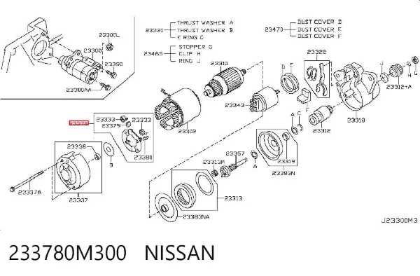 Portaescobillas motor de arranque 233780M300 Nissan/Infiniti