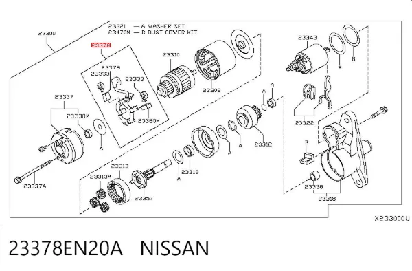 Portaescobillas motor de arranque 23378EN20A Nissan/Infiniti