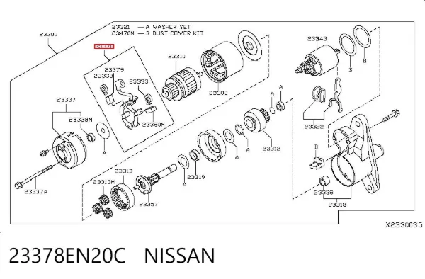 Portaescobillas motor de arranque 23378EN20C Nissan/Infiniti