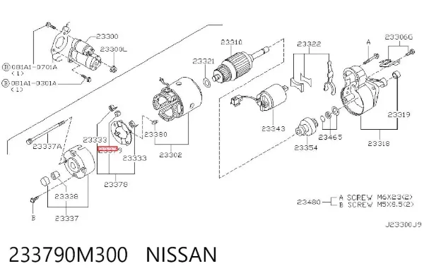 Escobilla de motor de arranque 233790M300 Nissan/Infiniti