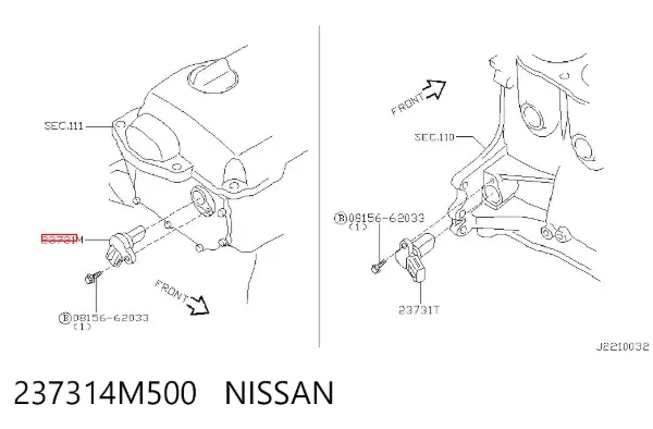 Sensor de árbol de levas 237314M500 Nissan/Infiniti