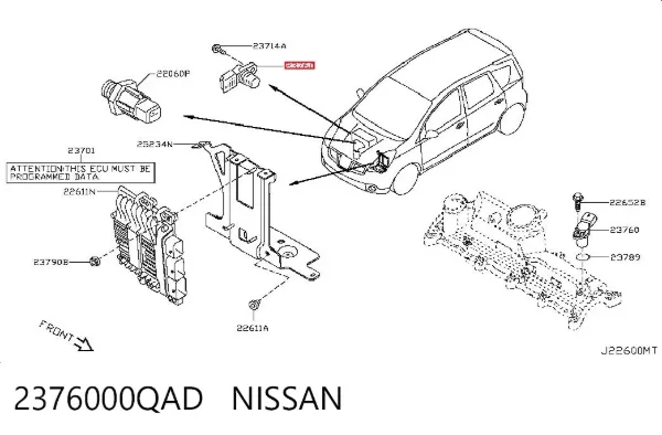 Sensor de árbol de levas 2376000QAD Nissan/Infiniti