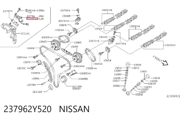 Válvula solenoide de posición del árbol de levas izquierda 237962Y520 Nissan/Infiniti