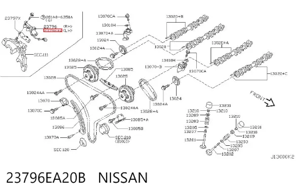 Válvula solenoide de posición del árbol de levas izquierda 23796EA20B Nissan/Infiniti