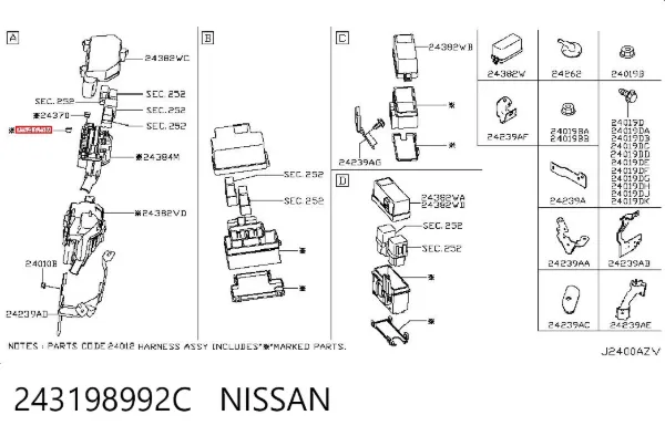 Fusibles 243198992C Nissan/Infiniti